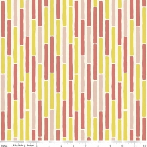 45" PENNY ROSE FABRICS COFFEE BREAK STRIPE CORAL