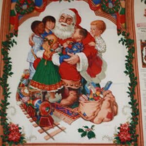 45" Santas Children Wallhanging Red