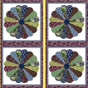 90" Dresden Plate Burgundy Quilt Top Print