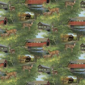 45" Covered Bridge Deer Scenic