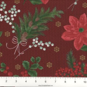 45" Christmas Poinsettia And Holly Metallic