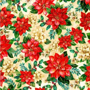 45" Oasis Fabrics Noel Medium Poinsettias