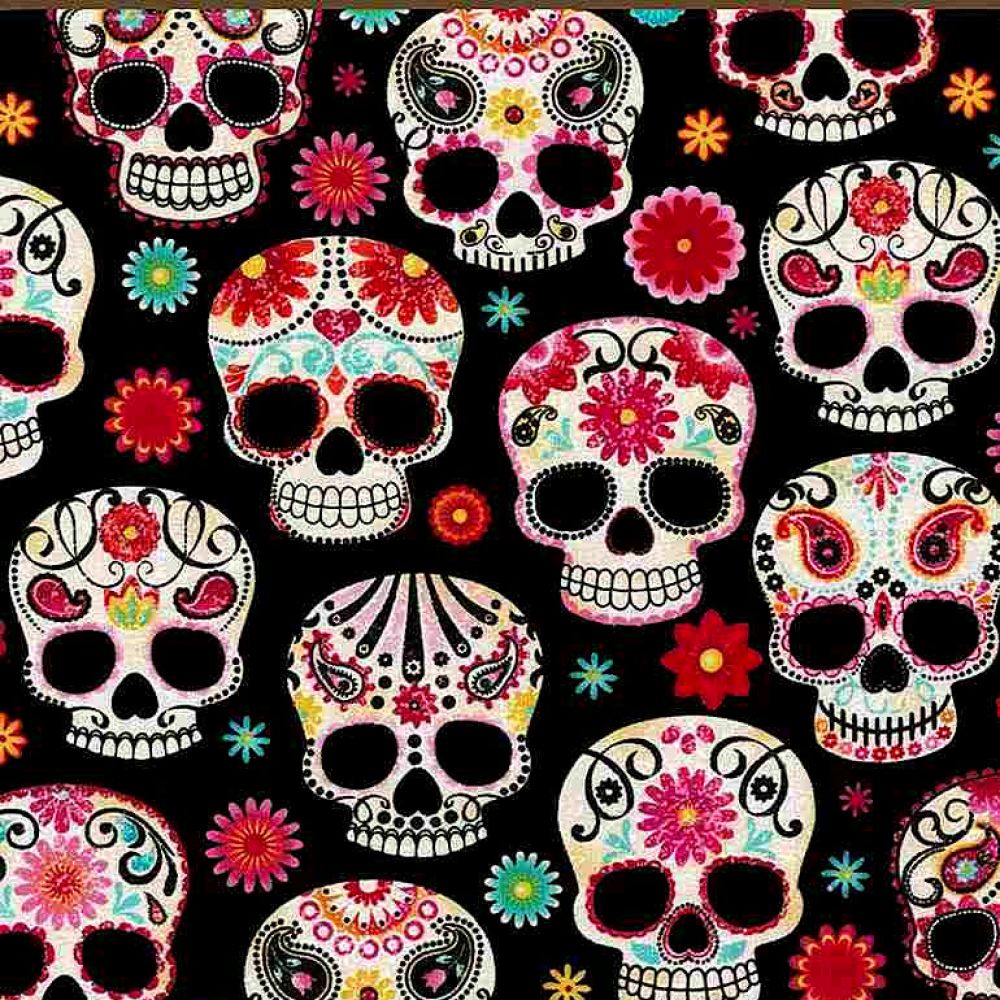 45" Timeless Treasures Sugar Skulls Fabric | Marshall Dry Goods