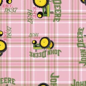 45" John Deere Tractor Plaid Pink