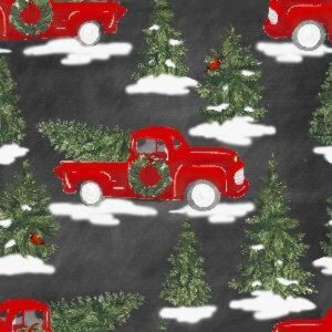 45" Fabric Editions Winter Trucks