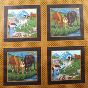 90" Horses Black Quilt Top Print