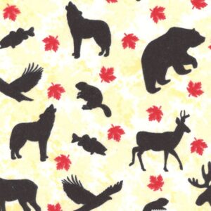 45" O Canada Flannel Animals Black/White