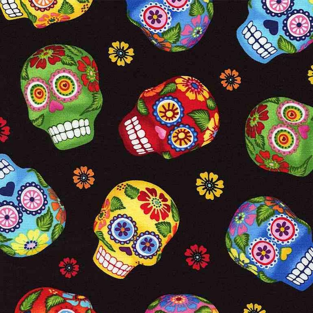 45" Timeless Treasures Sugar Skulls Fabric | Marshall Dry Goods
