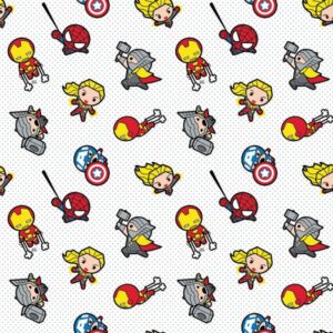 45" Camelot Fabrics Marvel Kawaii Action Toss Bamboo Flannel