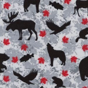 45" O Canada Flannel Animals Grey