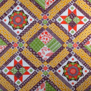 90" Flower Burgundy Quilt Top Print