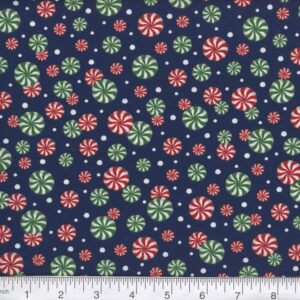 45" Christmas Peppermint Allover Navy