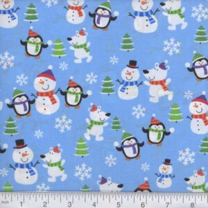 45" Christmas Penguins Blue