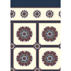 90" Dahlia Navy Quilt Top Print