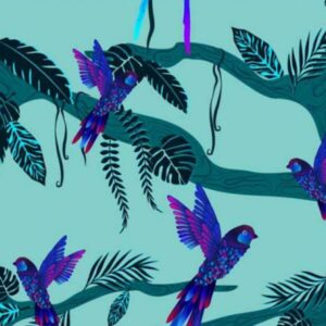 45" Blank Quilting Jungle Birdies