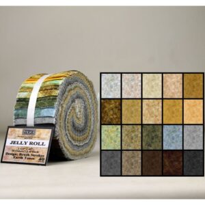 MDG Brush Strokes-Earth Tones Jelly Roll 2.5" X 42" Strips 40 Pieces