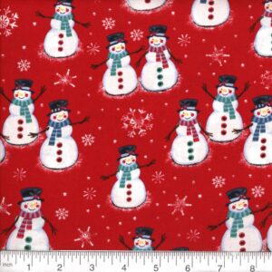45" Christmas Snowman Allover Red