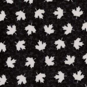 45" Canada Leaves Flannel White/Black