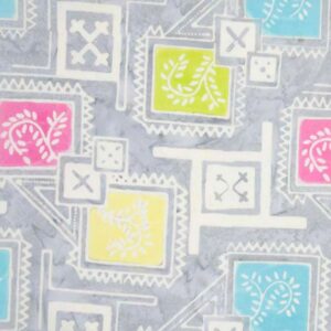 45" Banyan Batiks Floral Boxes Neon Gray