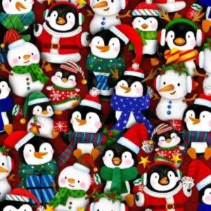 45" Oasis Fabrics Noel Stacked Penguin