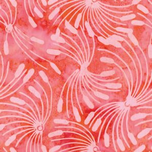 45" Benartex Bali Adrft Whirl-A-Gig Batik Coral