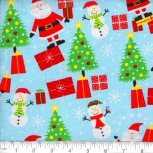 45" Christmas Santa and Snowman Allover