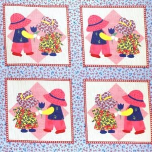 90" Dutch Kids Pink Quilt Top Print