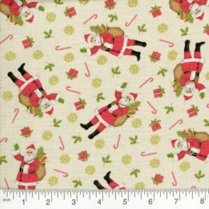 45" Holly Jolly Christmas Santa - Cream Metallic