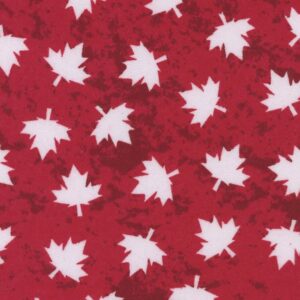 45" Canada Leaves Flannel White/Red