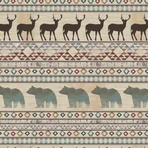 45" Timeless Treasures Cabin Adventure Animal 11" Stripe