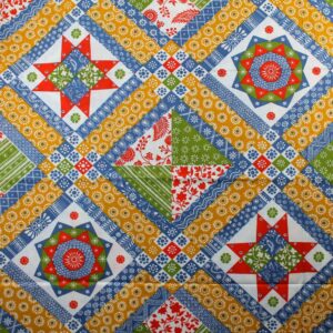 90" Flower Blue Quilt Top Print