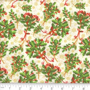 45" Christmas Holly Gold Metallic