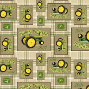 45" John Deere Tractor Plaid Tan