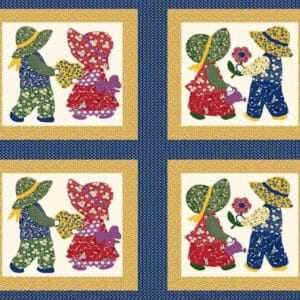 90" Dutch Kids Dark Quilt Top Print