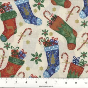 45" Christmas Stockings And Candy Canes Metallic