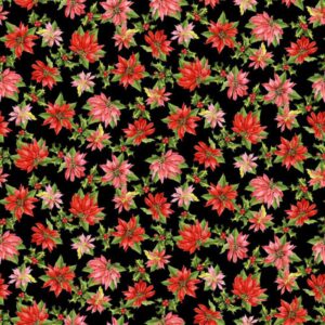 45" Studio E Fabric Candy Cane Lane Poinsettias
