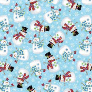 45" Studio E Fabric A Jolly Good Time Tossed Snowmen