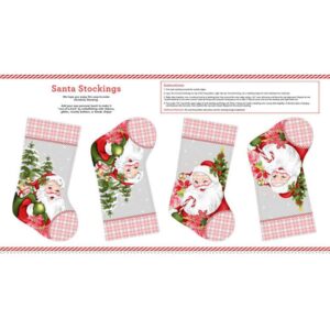 45" Studio E Fabric Candy Cane Lane Santa Stocking Panel 24" Panel