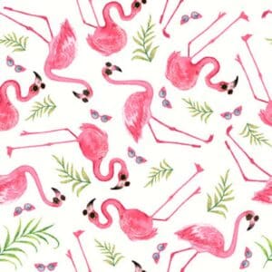 45" Studio E Fabric Tropical Bird Bath Flamingos