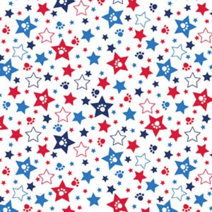 45" Studio E Fabric Patriotic Pooch Paws In Stars