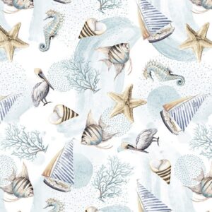 45" Blank Quilting Ocean Oasis Sea Motifs