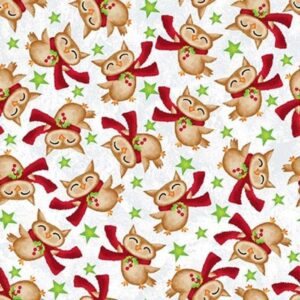 45" Studio E Fabric A Jolly Good Time Tossed Owls