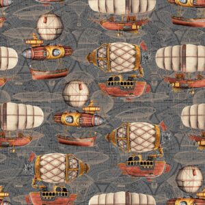 45" Blank Quilting Time Travel Airships