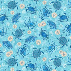 45" Studio E Fabric M'Ocean Tossed Ocean Motifs