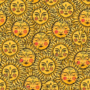 45" Blank Quilting Celestial Galaxy Sun Faces