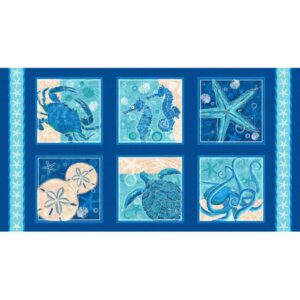 45" Studio E Fabric M'Ocean 6-10 Inch Block Panel