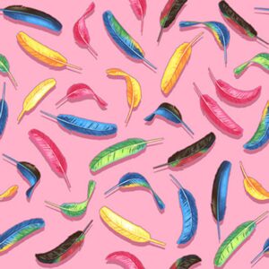 45" Studio E Fabric Tropical Bird Bath Feathers
