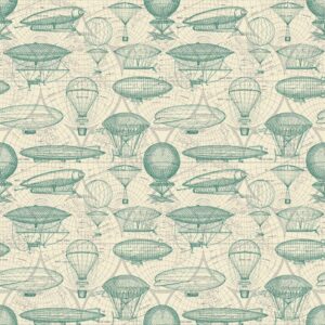 45" Blank Quilting Time Travel Airship Blueprint