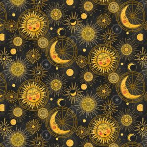 45" Blank Quilting Celestial Galaxy  Moons, Suns, And Stars