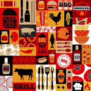 45" Henry Glass Grill & Chill Patchwork Grill Icons